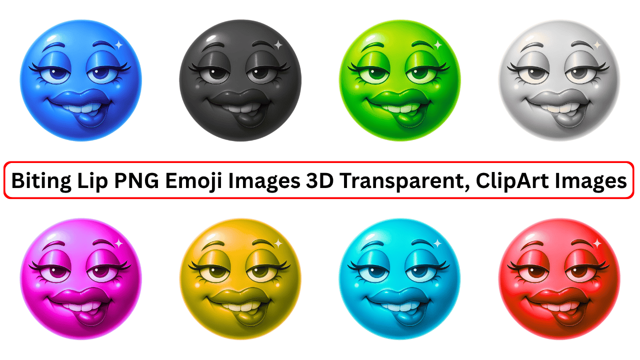 Get Flirty Emoji PNG with Biting Lip in 3D – Transparent & High-Res for Free