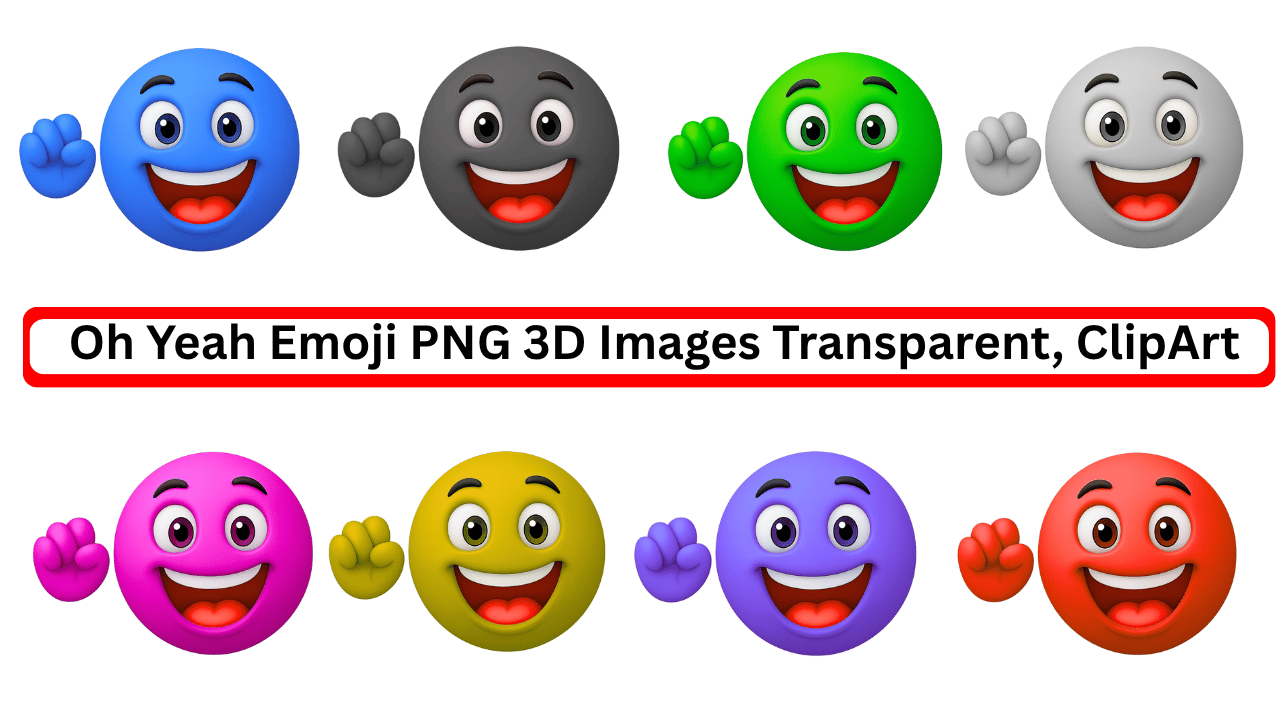 3D Oh Yeah Emoji clipart in multiple bright colors with raised fist expression