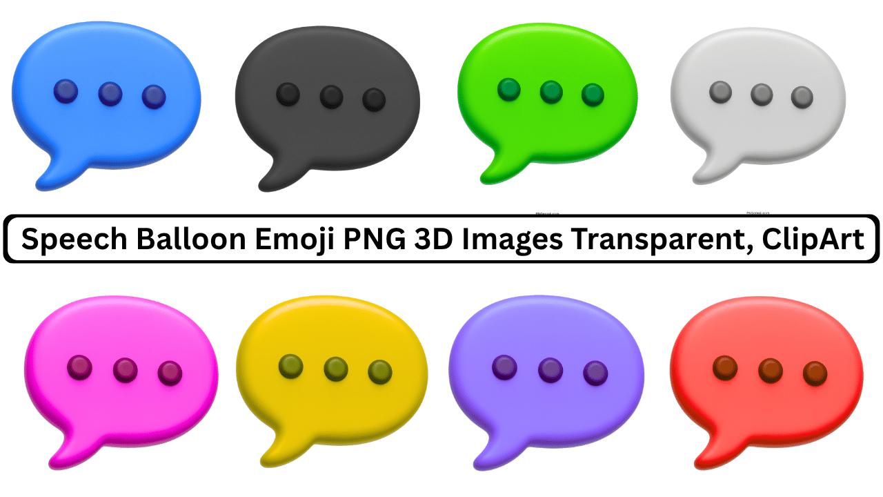 3D speech balloon emoji pack with colorful chat bubbles and transparent background