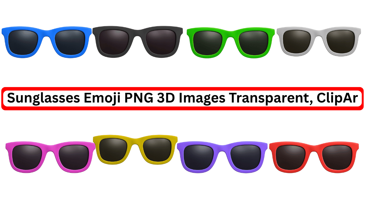 Colorful 3D sunglasses emoji PNG with transparent background for clipart and designs