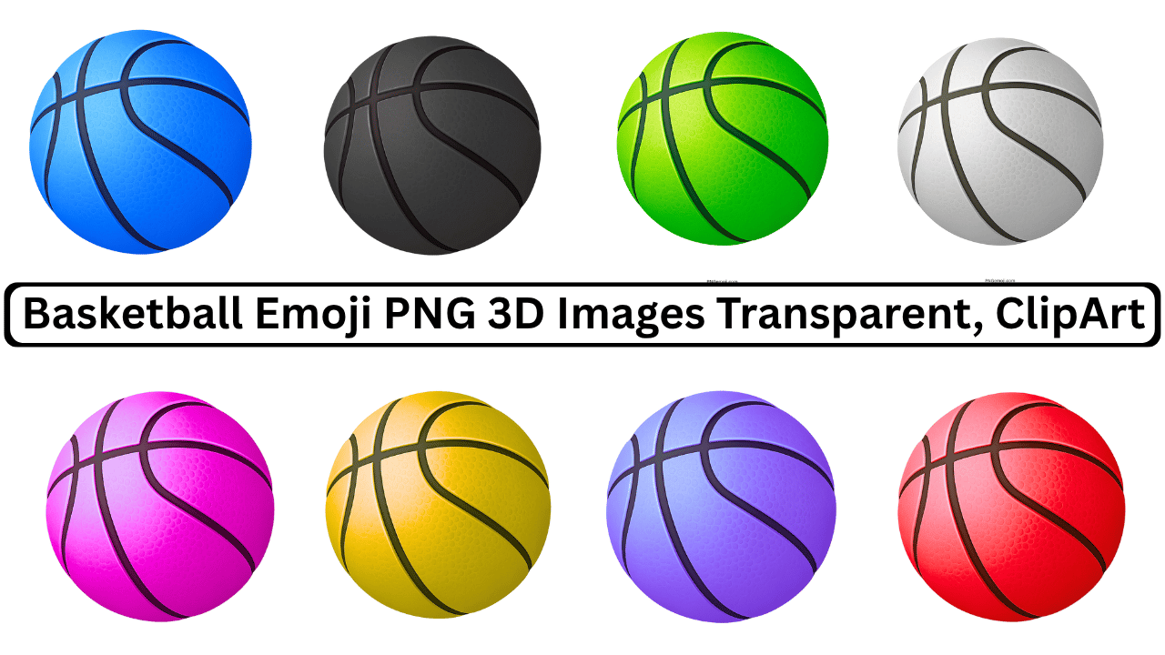Colorful basketball emoji PNG collection with 3D design and transparent background for creative use