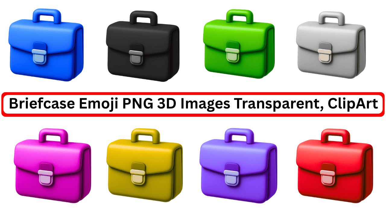 3D teal briefcase emoji with a handle and clasp on transparent background.