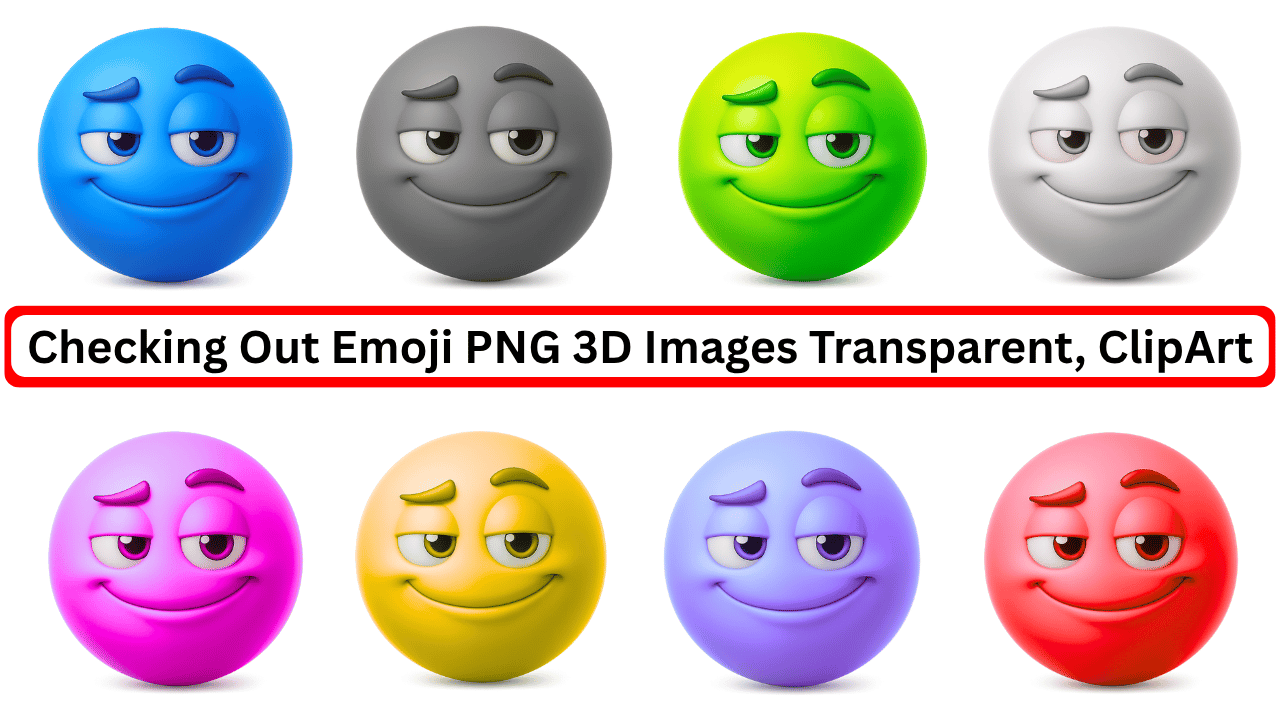Set of colorful checking out emojis with 3D faces and smirking expressions