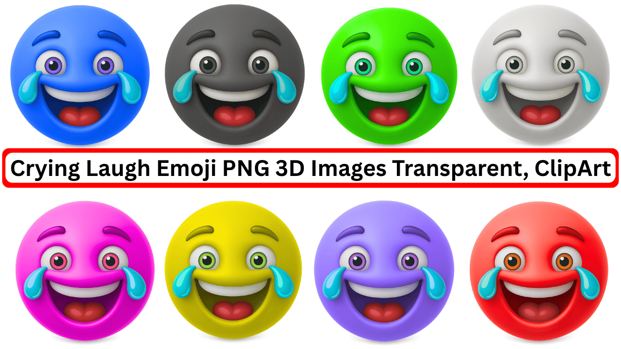 colorful 3D crying laughing emoji PNG clipart images with transparent background