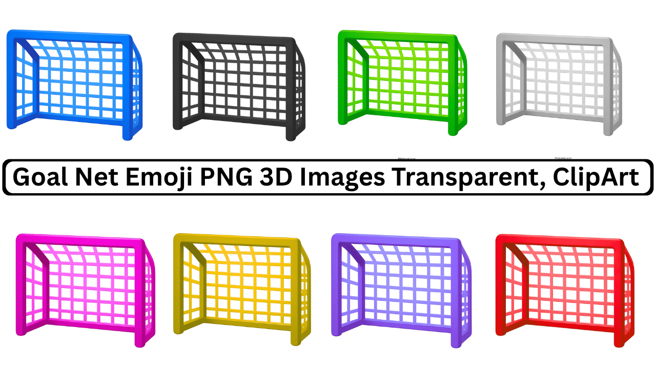 Goal net emoji PNG 3D images in multiple colors with transparent background clipart pack