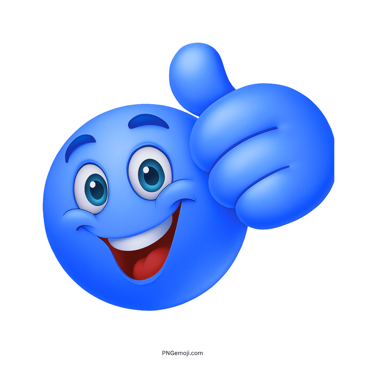 Goofy ahh emoji with thumbs up, smiling blue face showing excitement.