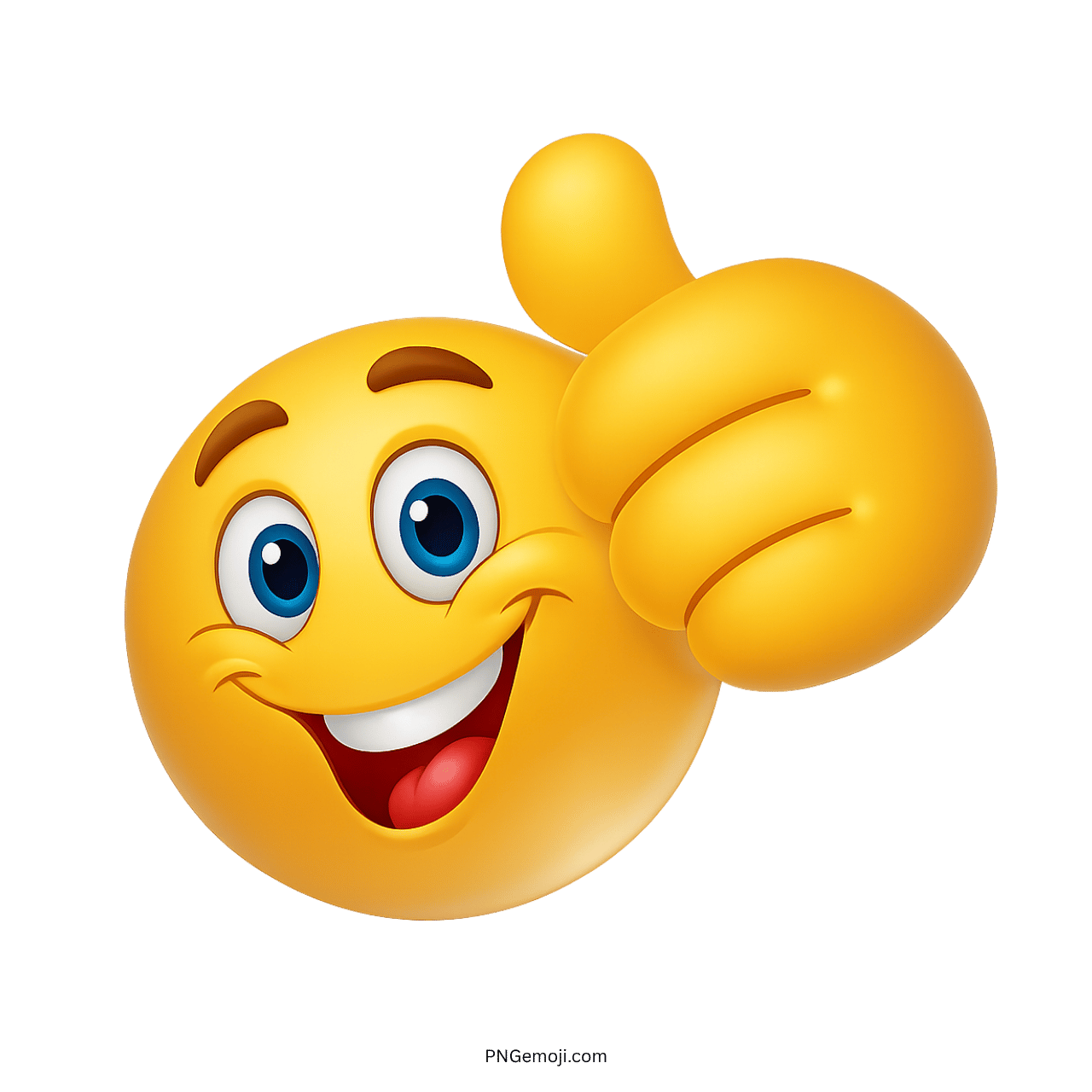  Cheerful yellow emoji with thumbs up gesture on green background.