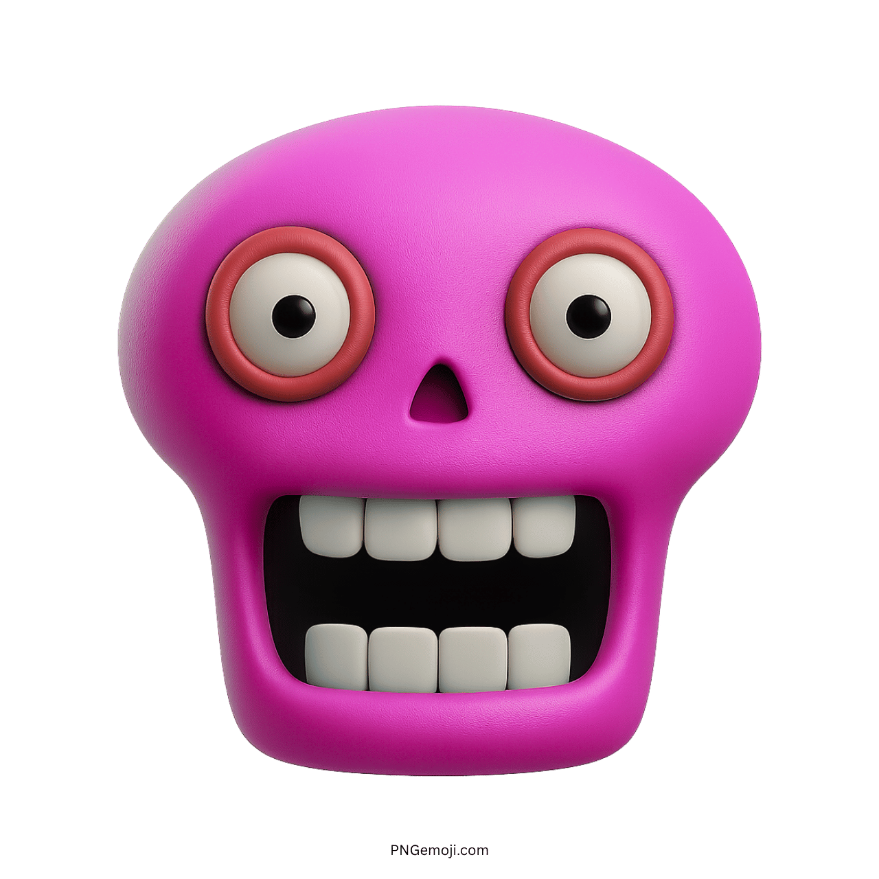Goofy pink skull emoji with large eyes and a wide smile.