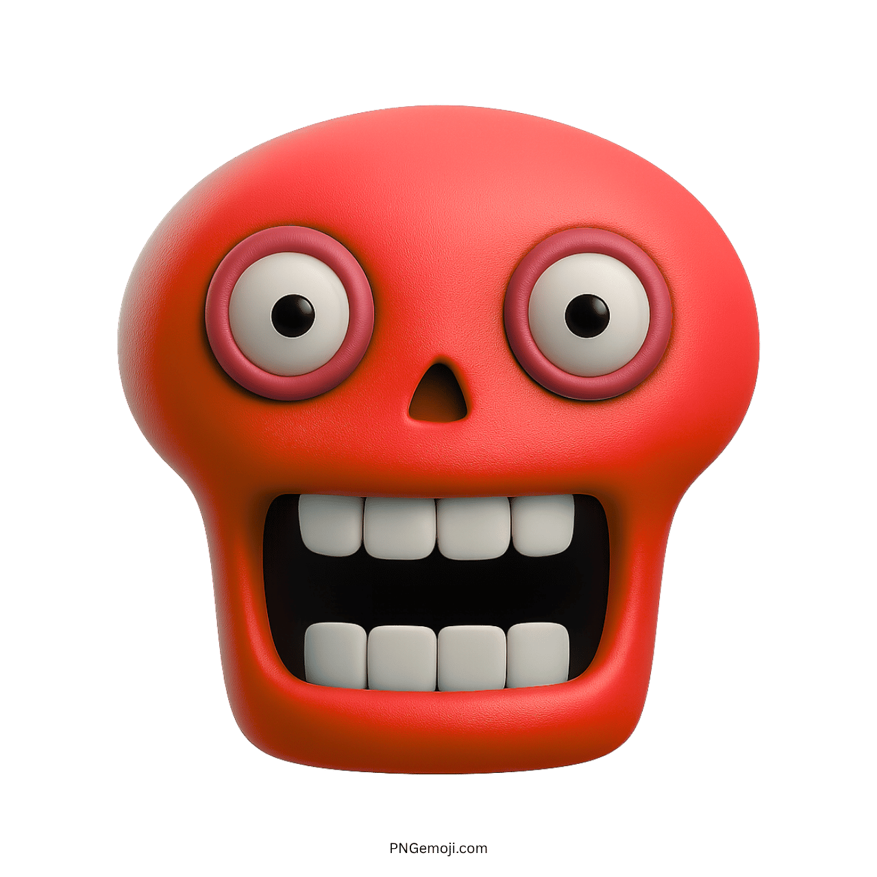 Goofy red skull emoji with large eyes and wide smile.