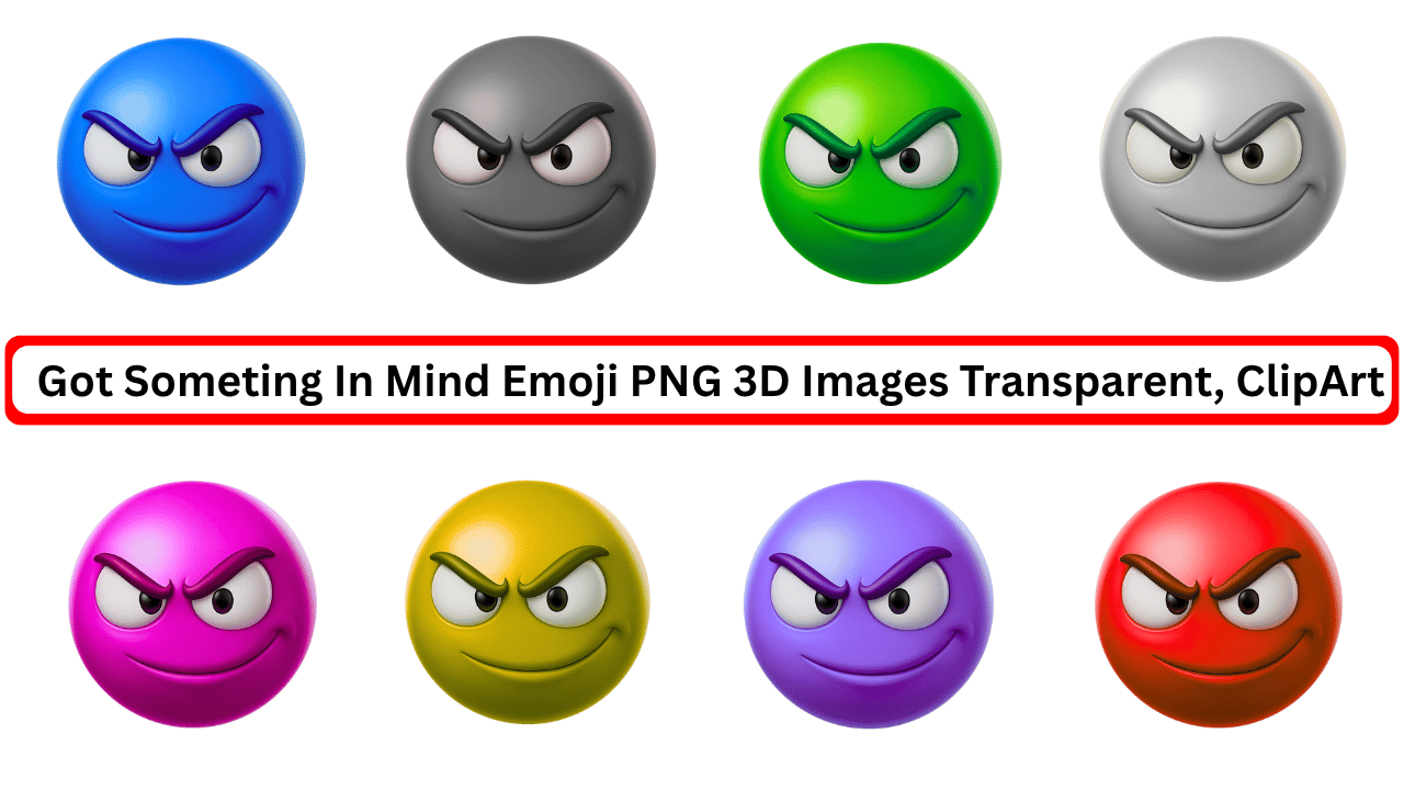 Colorful 3D emojis with sly smirk expressions in multiple shades on transparent background