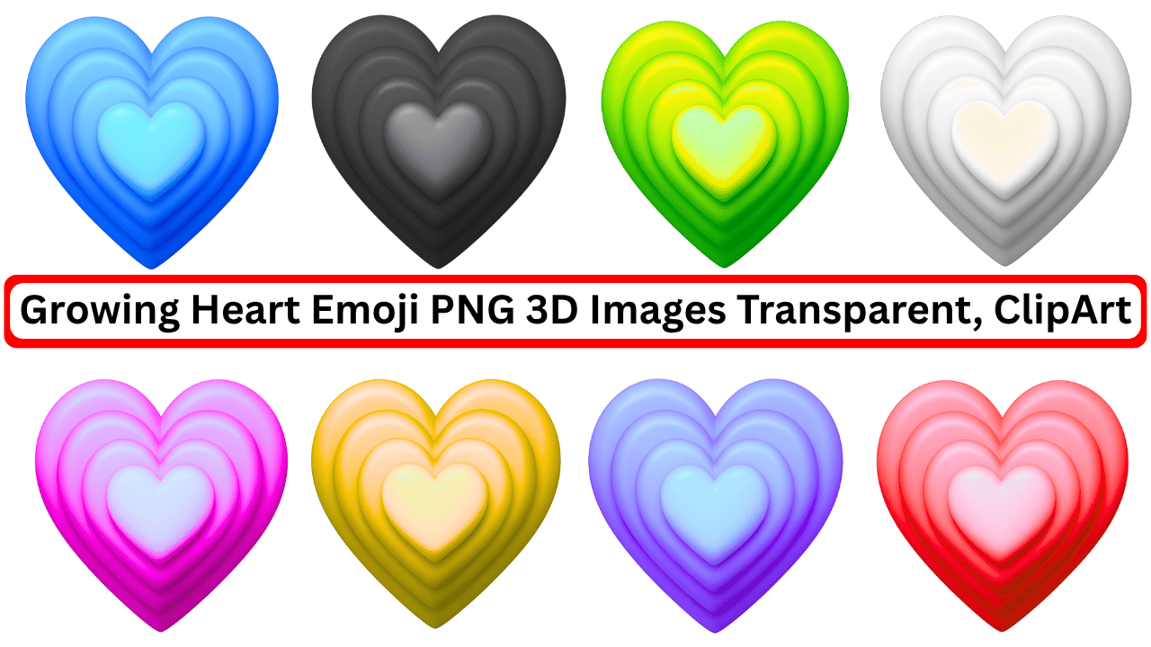 Growing Heart Emoji PNG 3D Images with Transparent Background