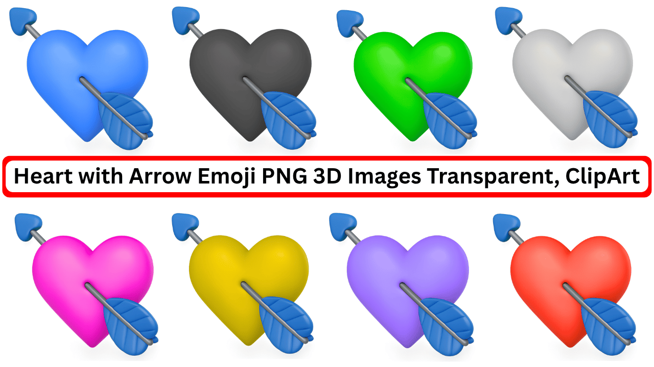 3D heart with arrow emoji in multiple colors transparent PNG clipart