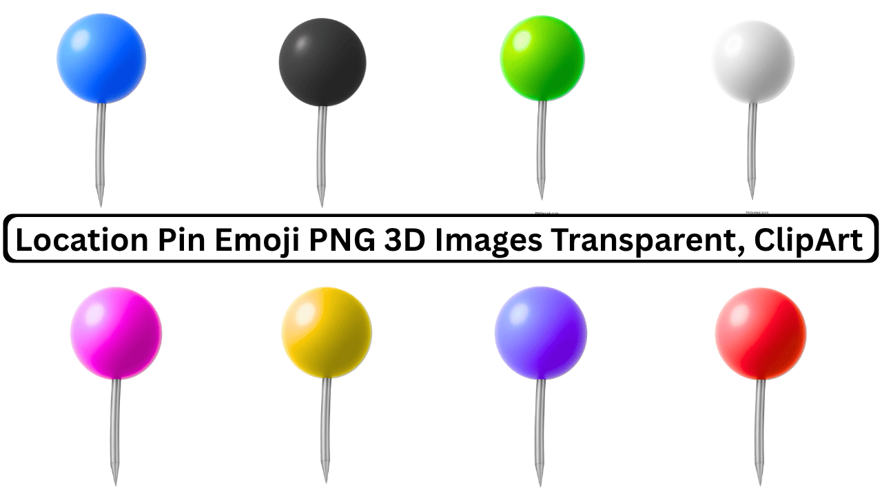 Colorful 3D location pin emoji PNG icons set with transparent background