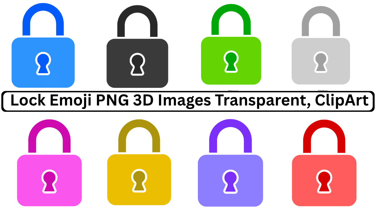 Colorful 3D lock emoji icons pack with transparent background for security and privacy illustrations