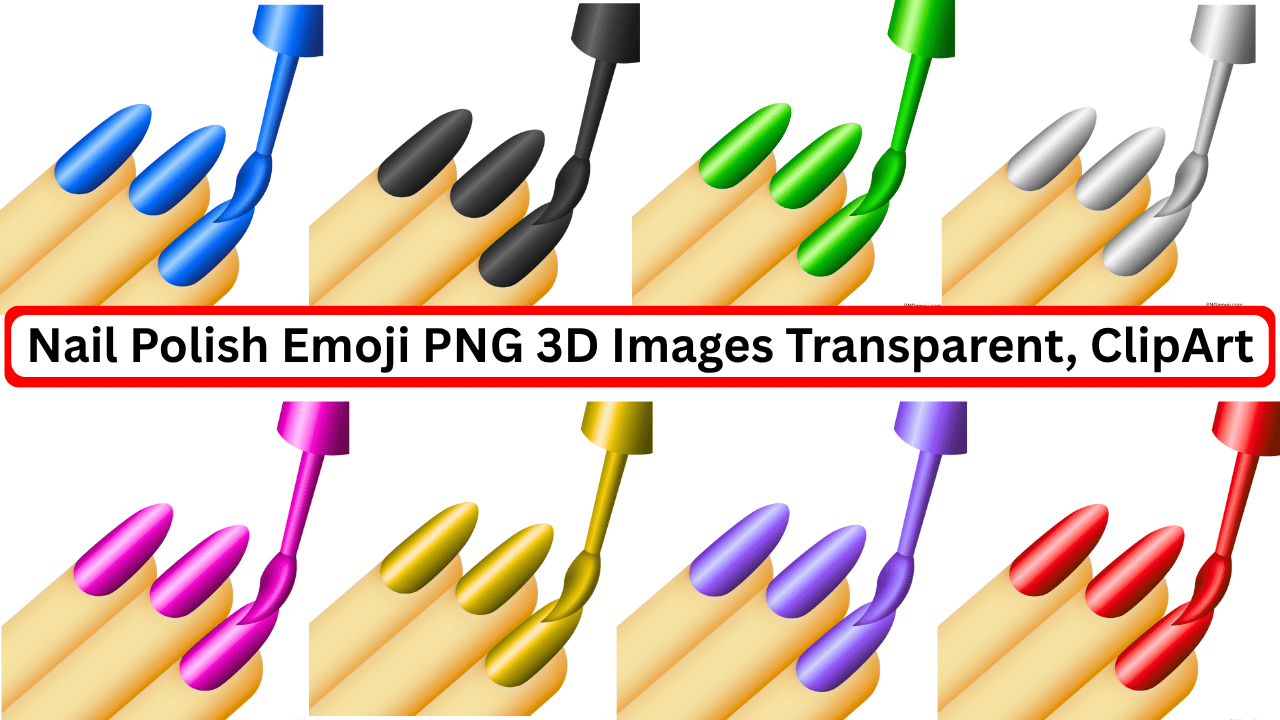 Colorful 3D nail polish emoji painting hands with brush clipart PNG