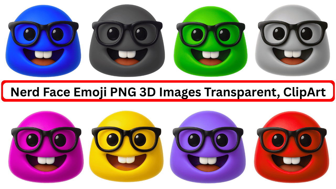 colorful nerd face emoji png 3d images with glasses transparent clipart collection