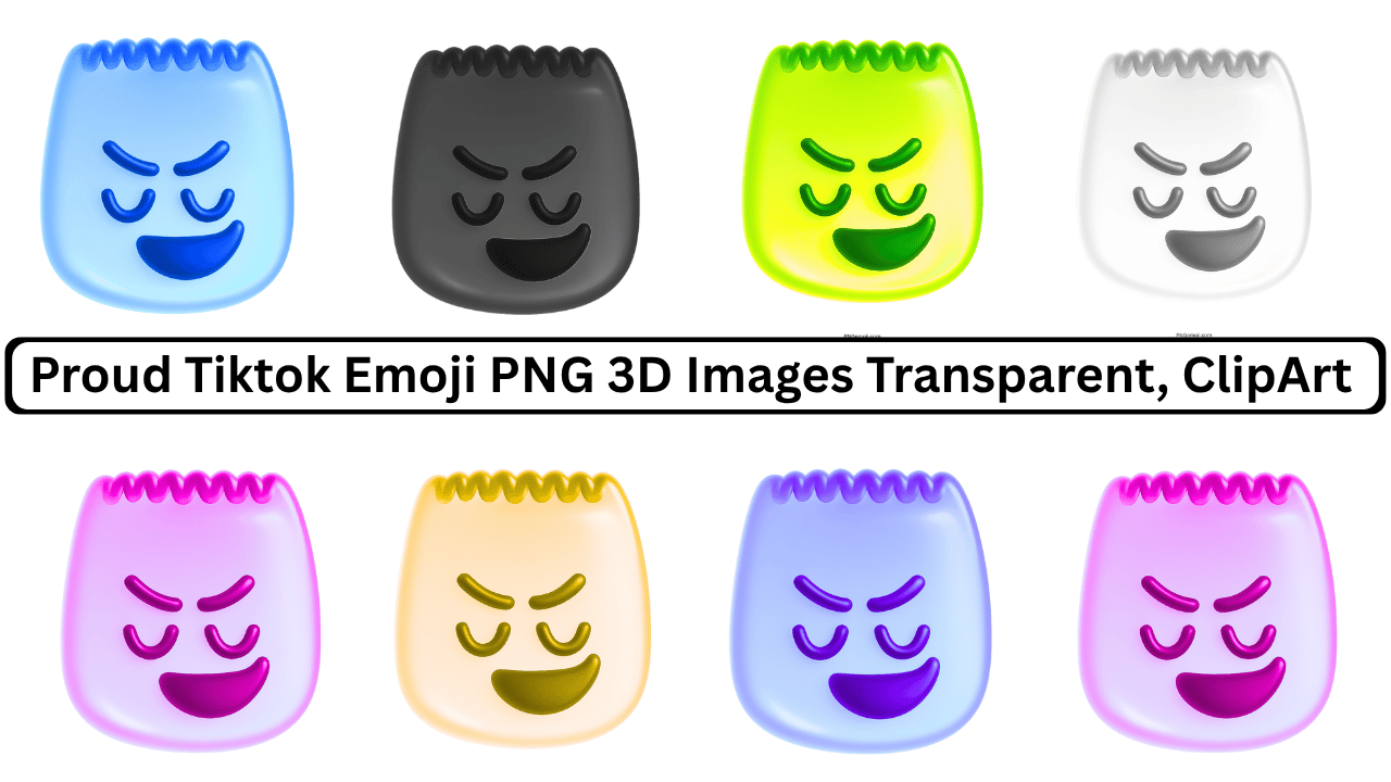 Colorful 3D proud TikTok emoji pack in multiple shades with transparent backgrounds