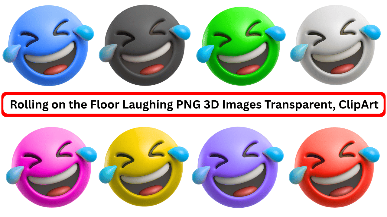 Colorful 3D emojis laughing with tears transparent PNG collection