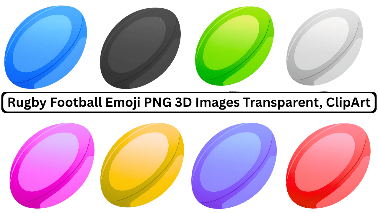 Collection of 3D Rugby Football Emoji PNG Images with Transparent Background
