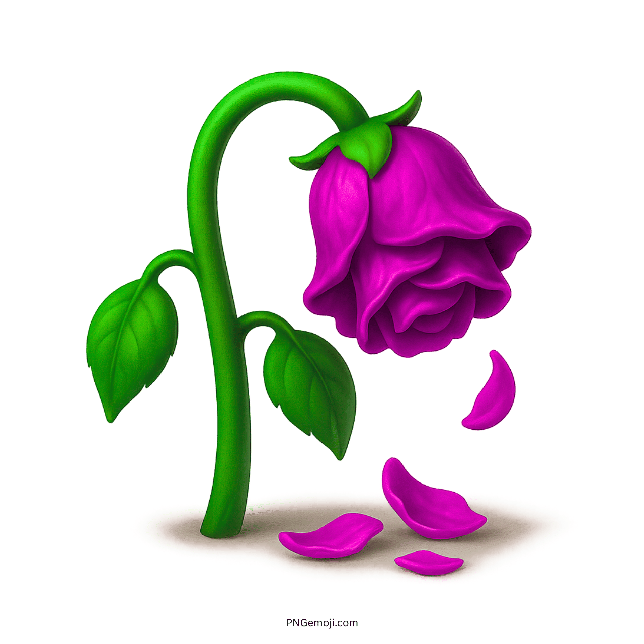 Wilted purple rose emoji with falling petals, representing sadness or fading creativity.