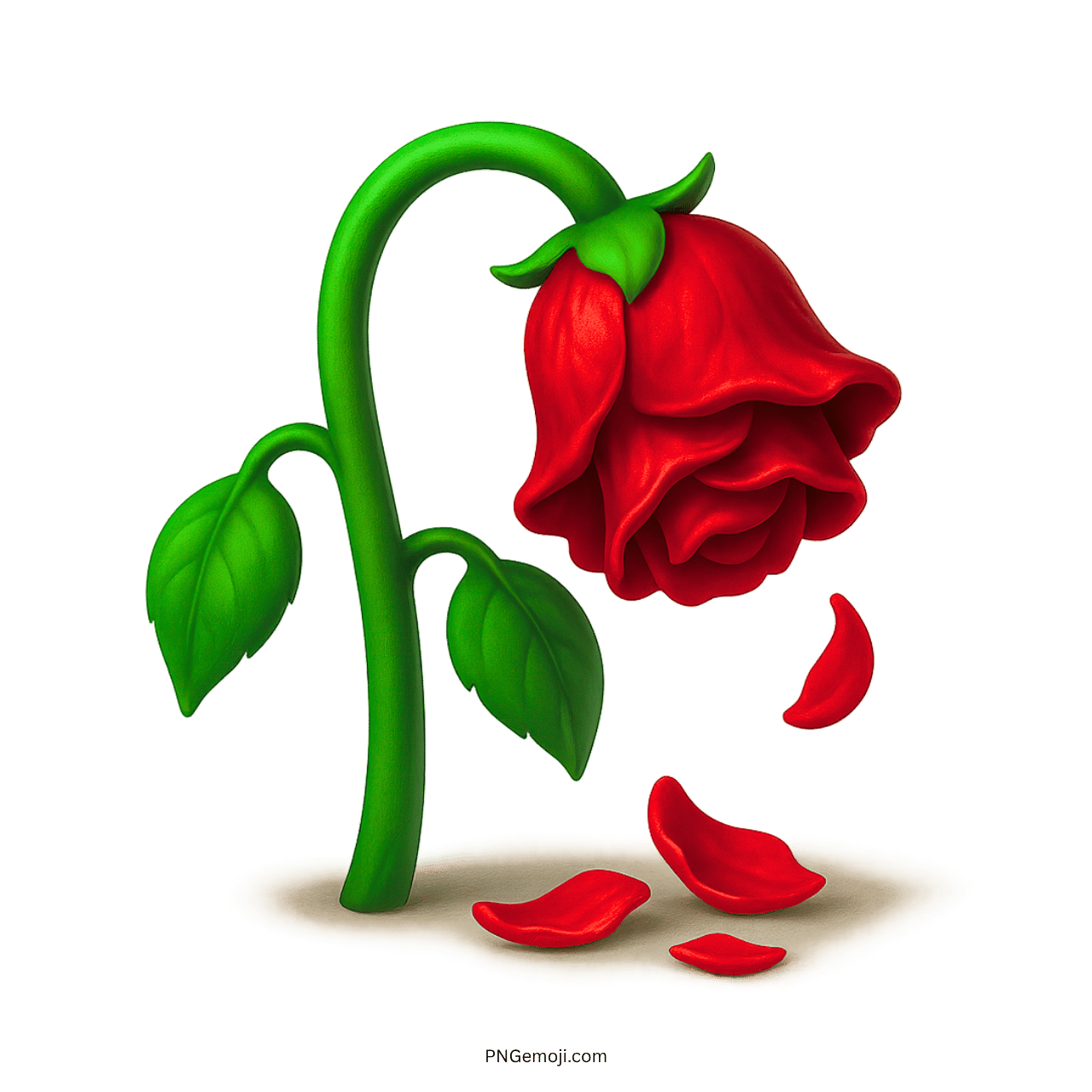 Wilted red rose emoji with falling petals, representing love or heartbreak