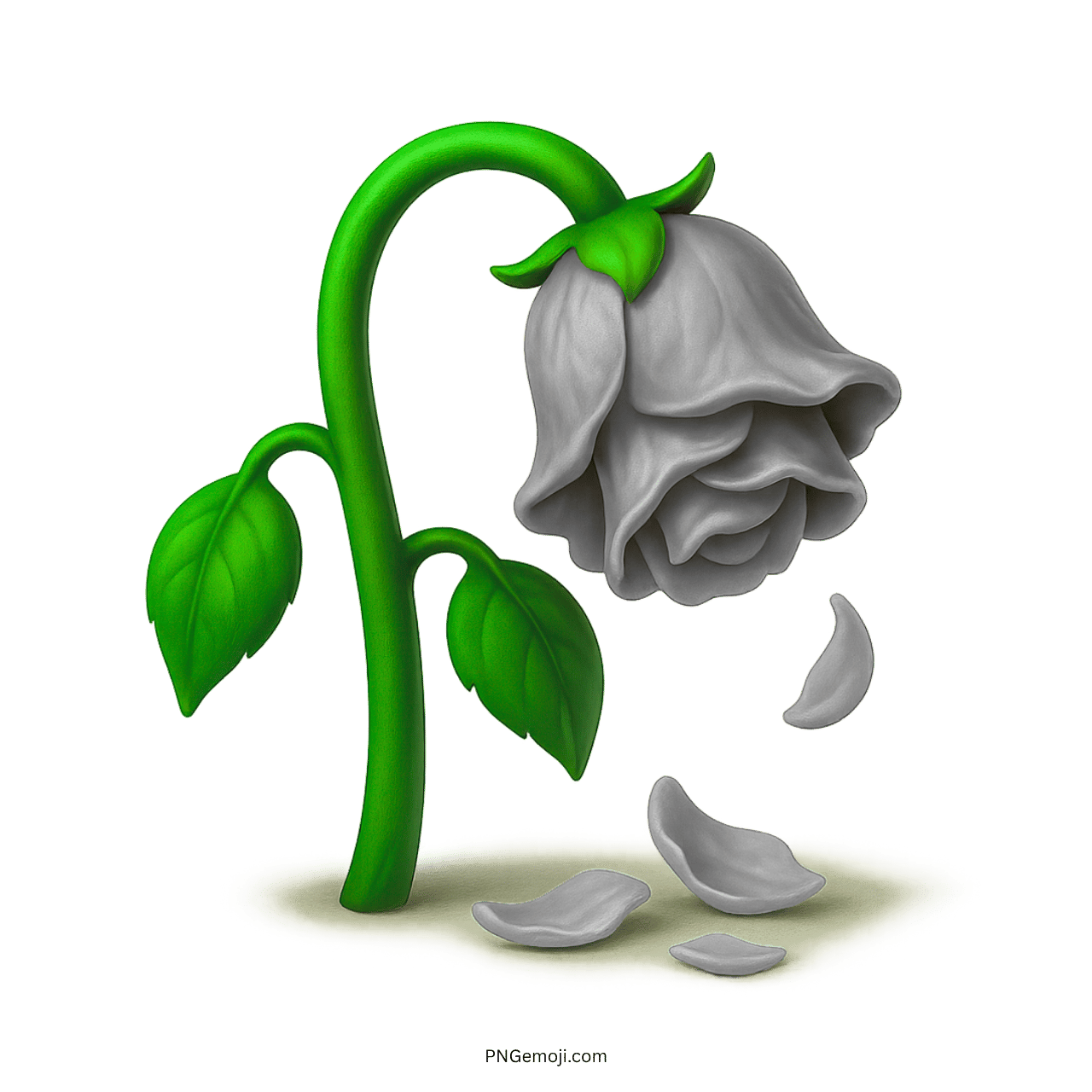 Wilted rose emoji with falling petals, depicting loss or sadness.