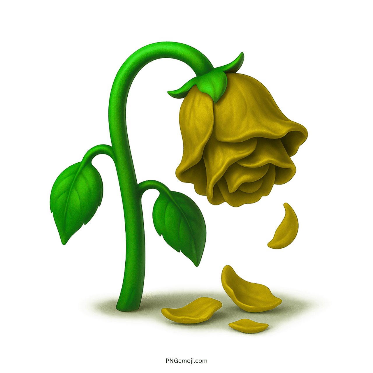 Wilted yellow rose emoji with falling petals, symbolizing fading beauty or hope.