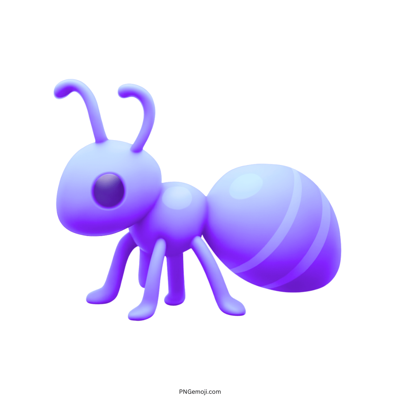 Light purple ant emoji in 3D with transparent background, perfect for digital designs and communication