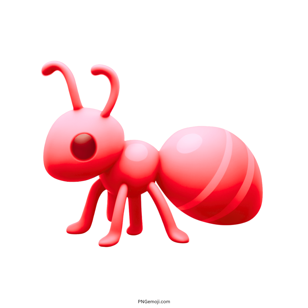 Pink ant emoji in 3D with transparent background, perfect for messaging and digital designs