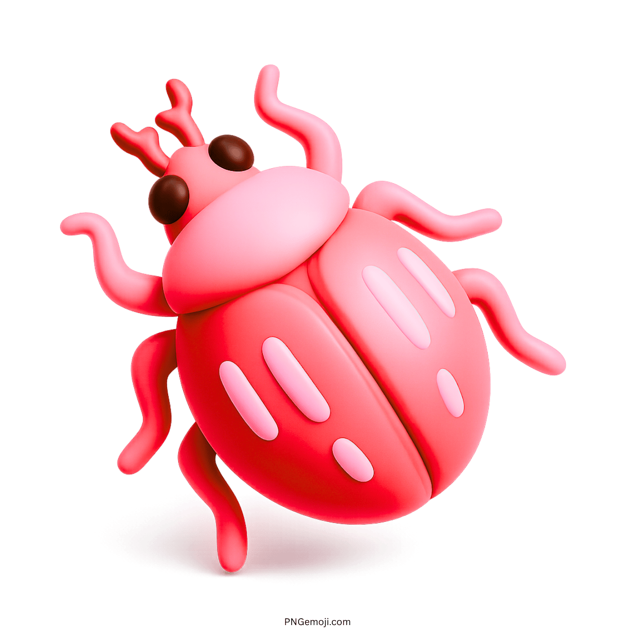 3D red beetle emoji with curly limbs and spotted cartoon-style wing design