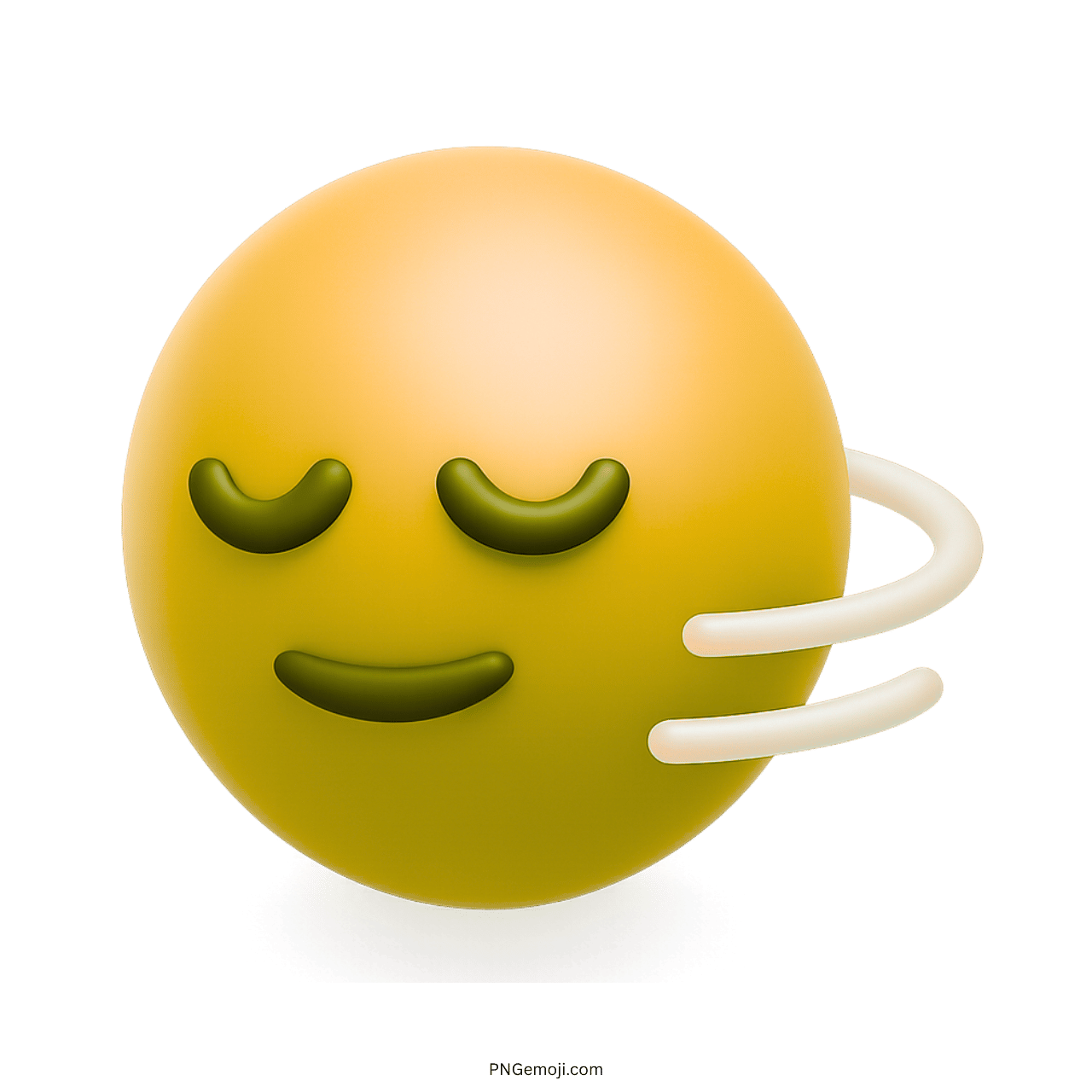 3D yellow nodding face emoji with calm smile and swaying motion effect