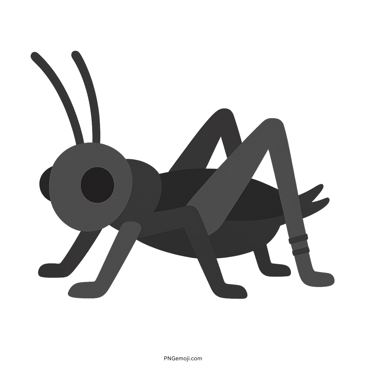 3D black cricket insect emoji icon with transparent background for creative digital use