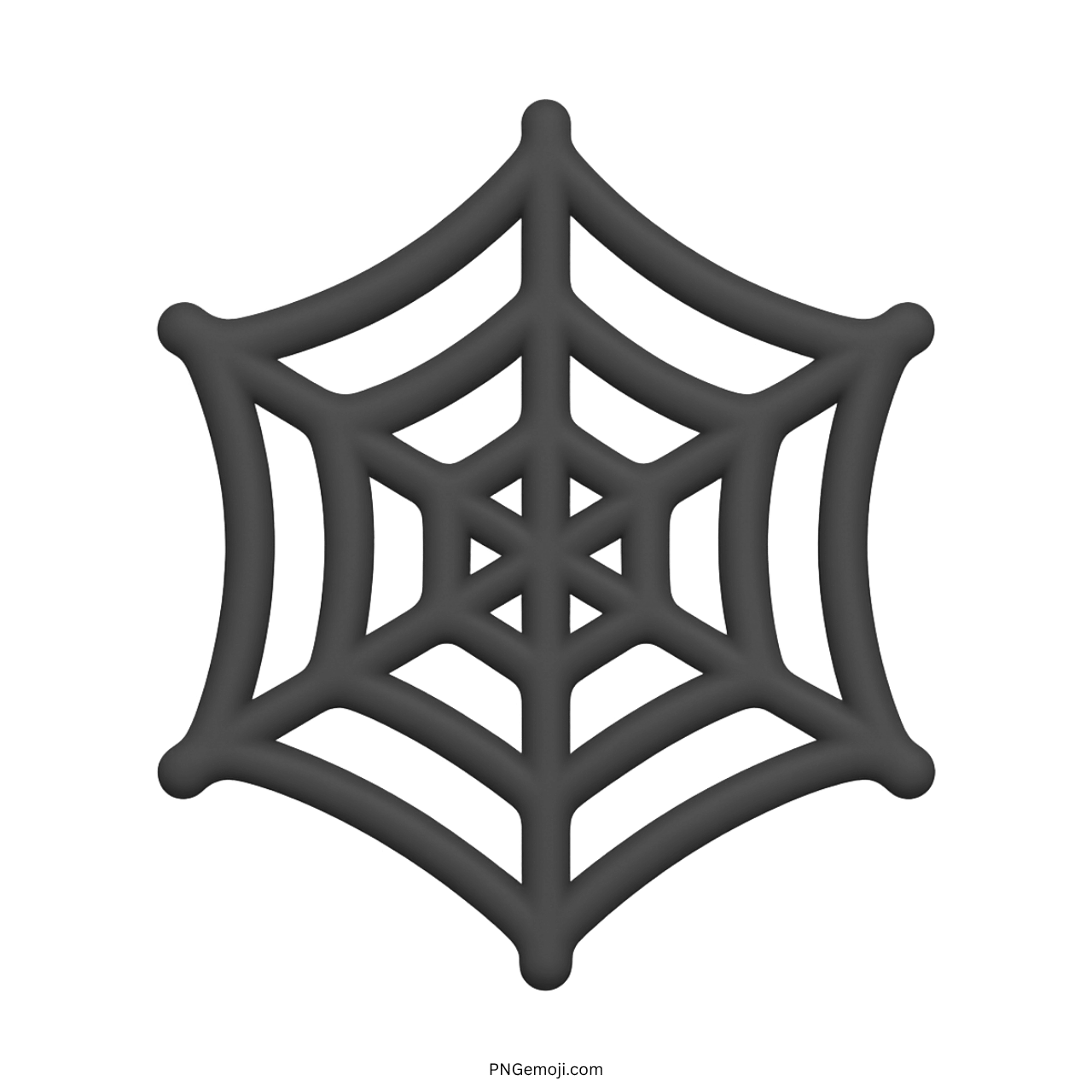 3D black spider web emoji icon with transparent background for spooky designs