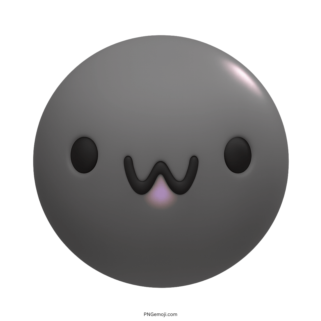3D black UwU emoji with cute face and round shape