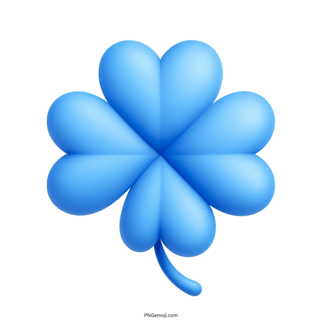 3D blue four leaf clover emoji icon with smooth edges and transparent background