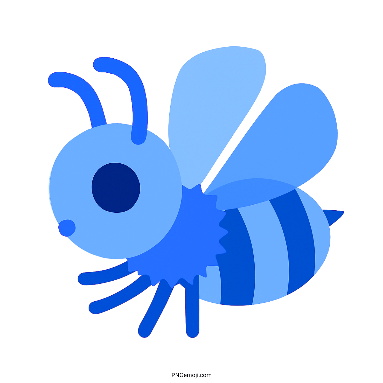 Blue honeybee emoji with transparent background, 3D style, cartoon design.