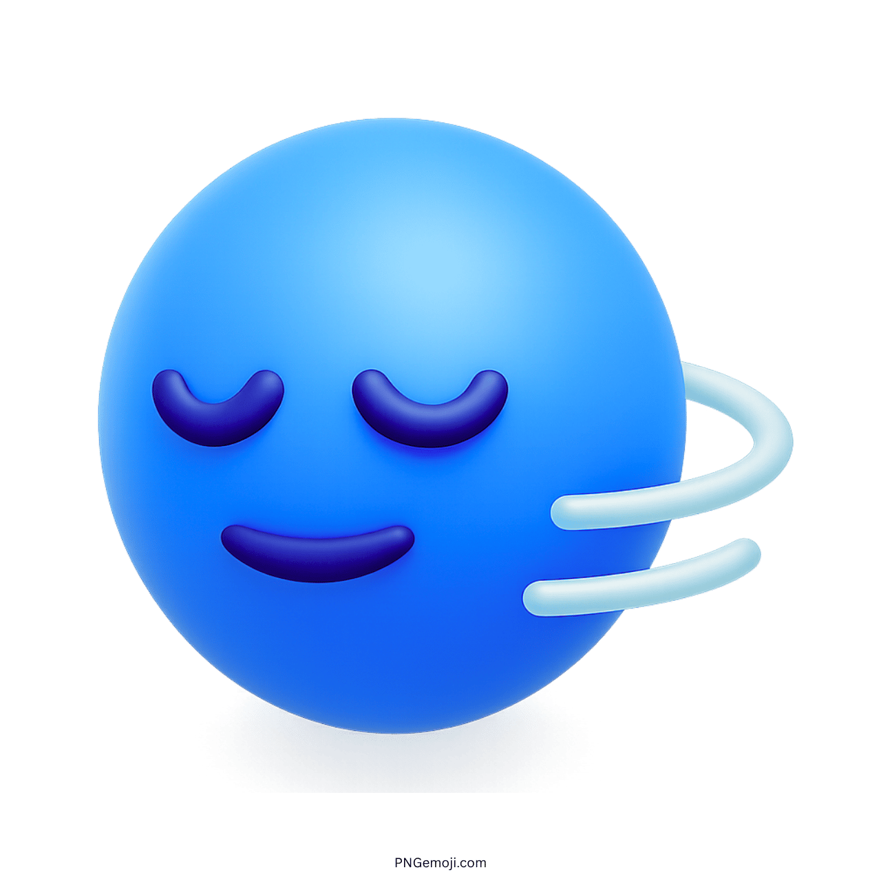 3D blue nodding emoji with closed eyes and soft peaceful smile on transparent background
