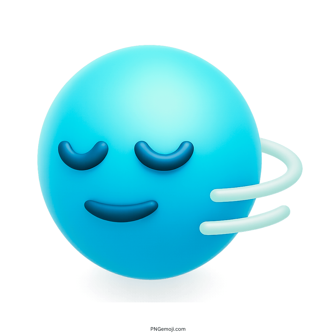 Blue 3D nodding face emoji with relaxed expression and soft swaying motion lines