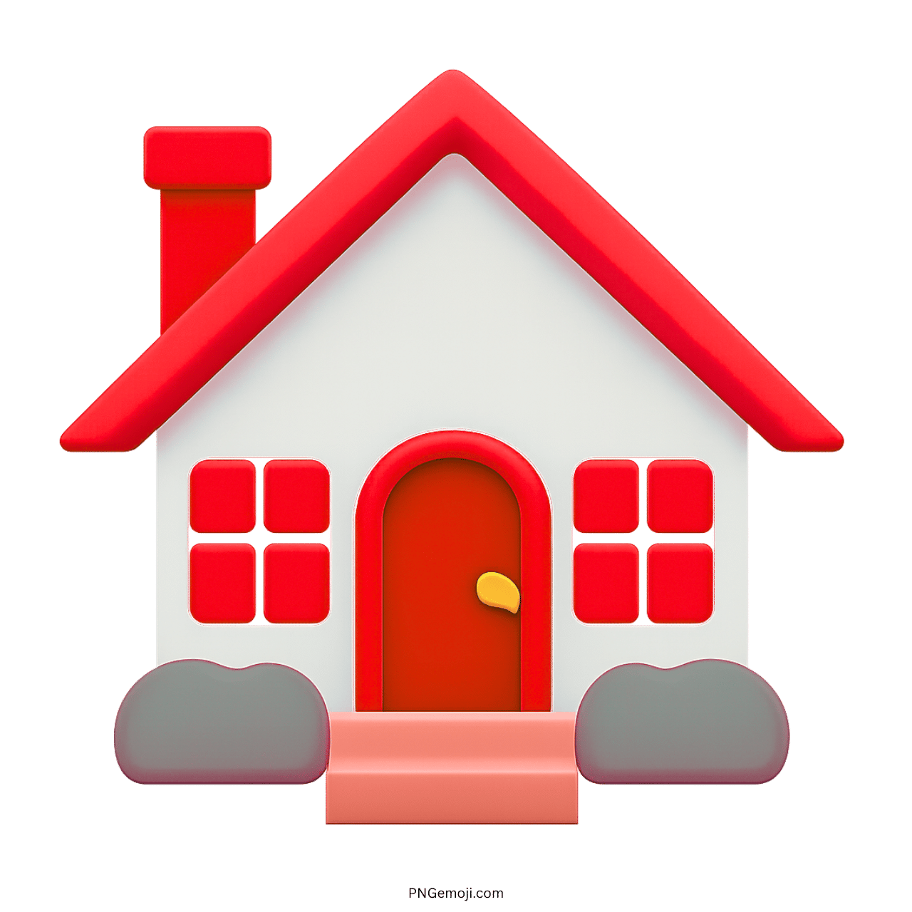 3D cartoon house emoji with red roof and white walls home icon