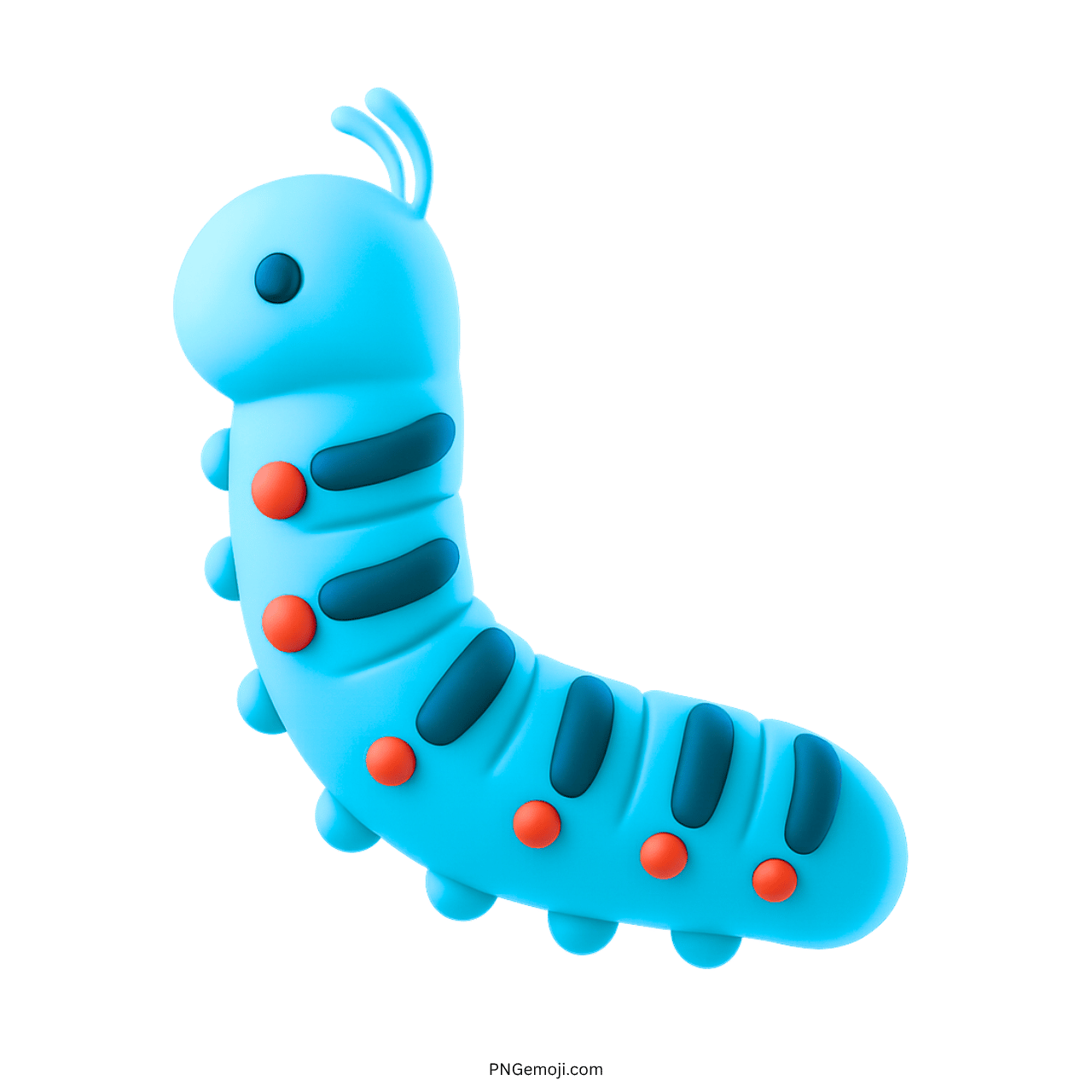 3D colorful bug emoji with segmented body and transparent background