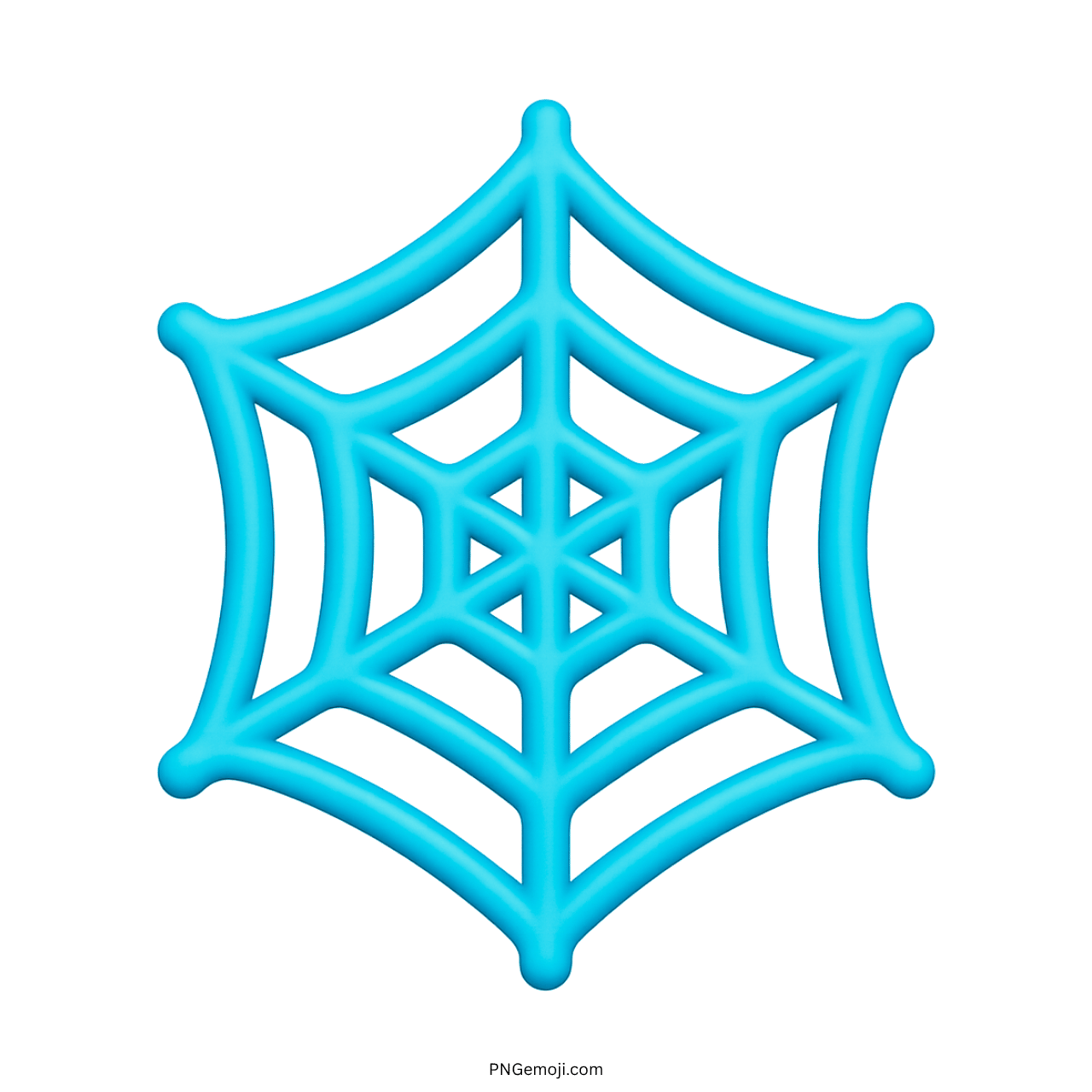 3D cyan spider web emoji icon with transparent background for creative digital use