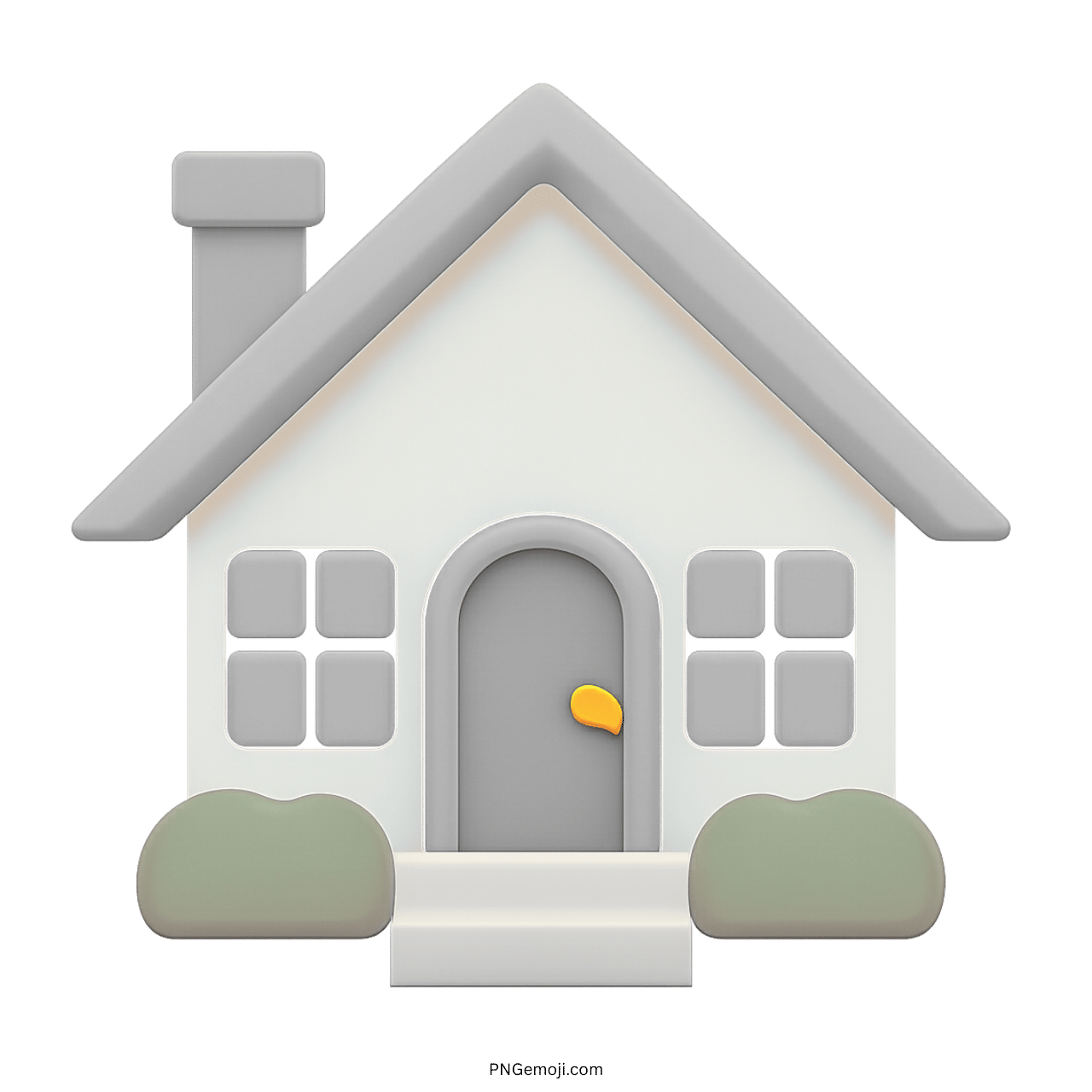 3D cartoon gray roof house emoji with white walls and door icon