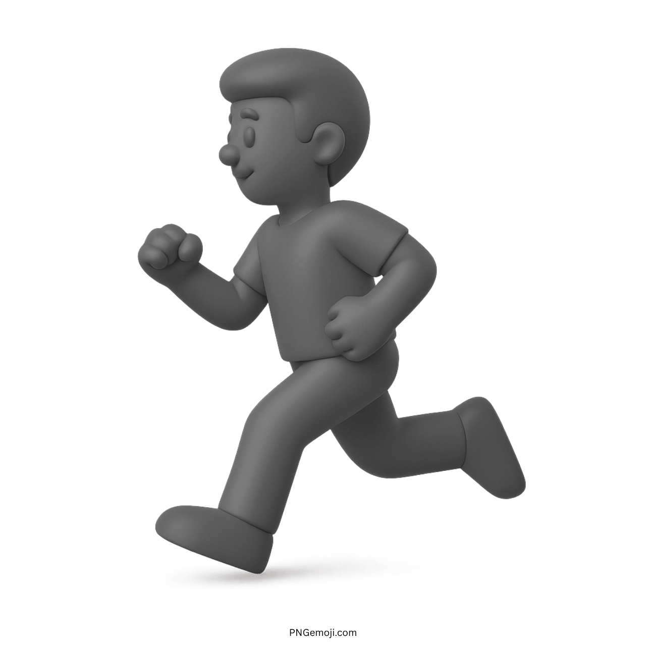 3D gray running man emoji with neutral style on transparent background