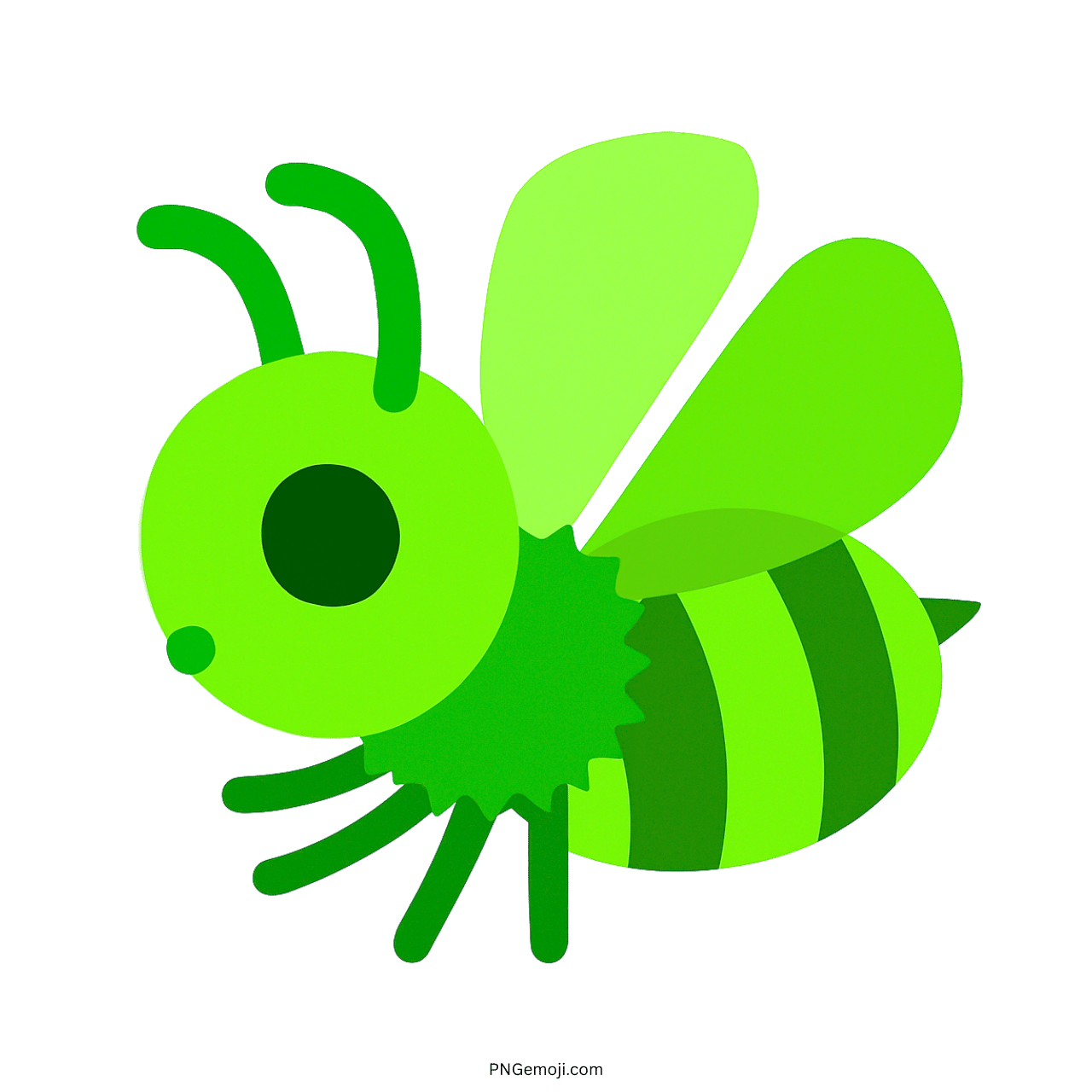 Green honeybee emoji with transparent background, 3D cartoon style design
