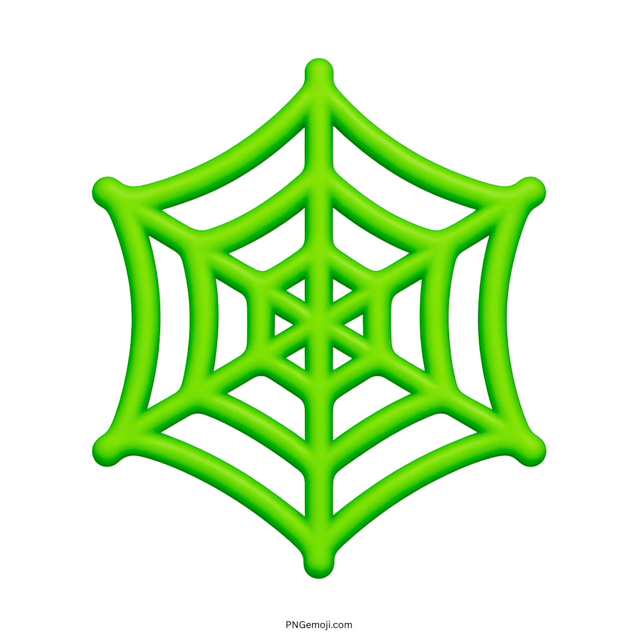 3D green spider web emoji with transparent background for fun spooky designs