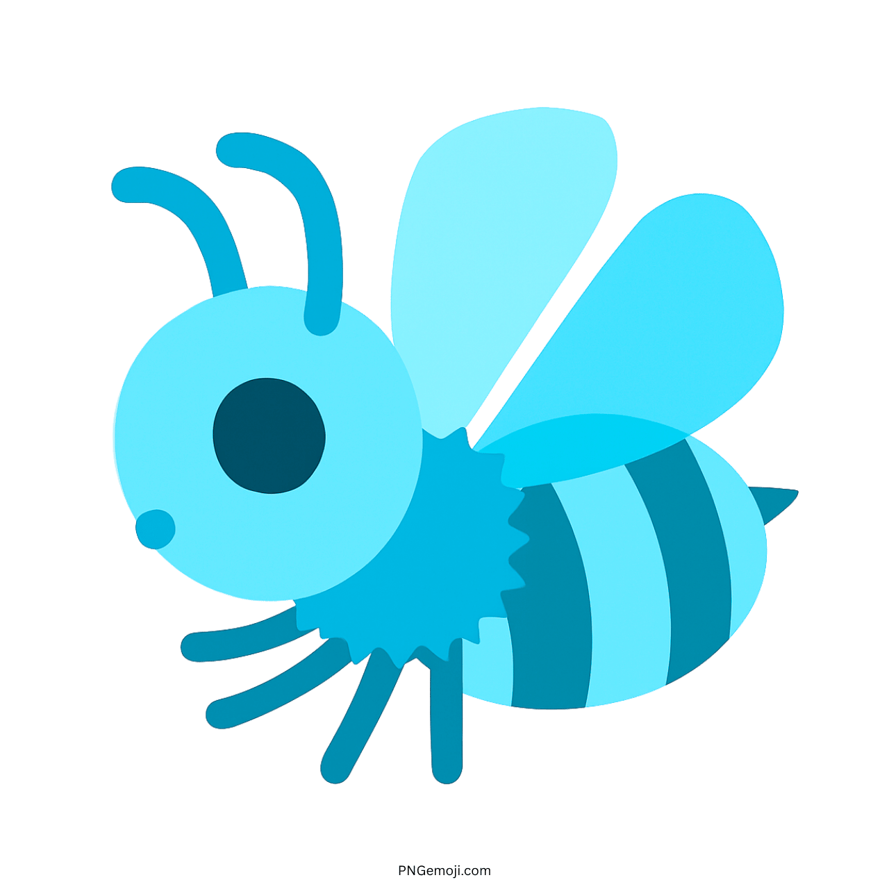  Light blue honeybee emoji with transparent background, 3D cartoon style design.