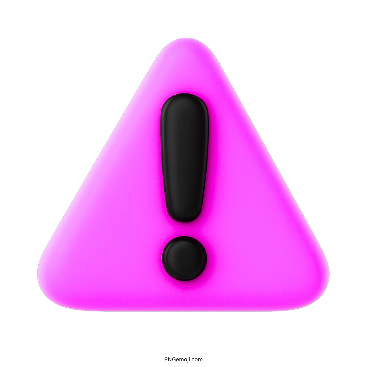 3D pink warning triangle emoji with black exclamation icon