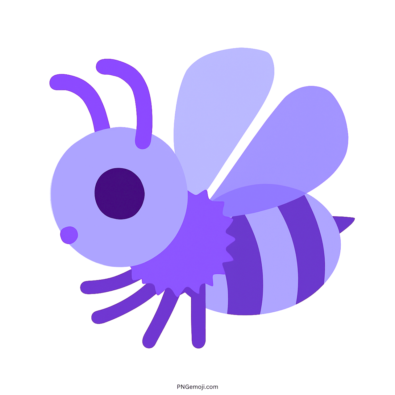 Purple honeybee emoji with transparent background, 3D cartoon style design