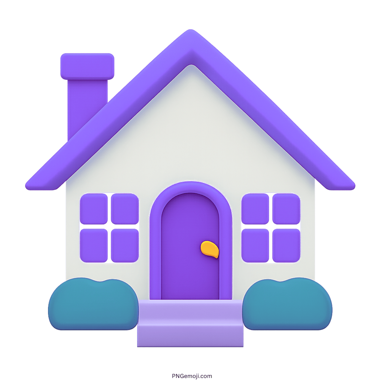 3D cartoon purple roof house emoji with white walls and purple door icon