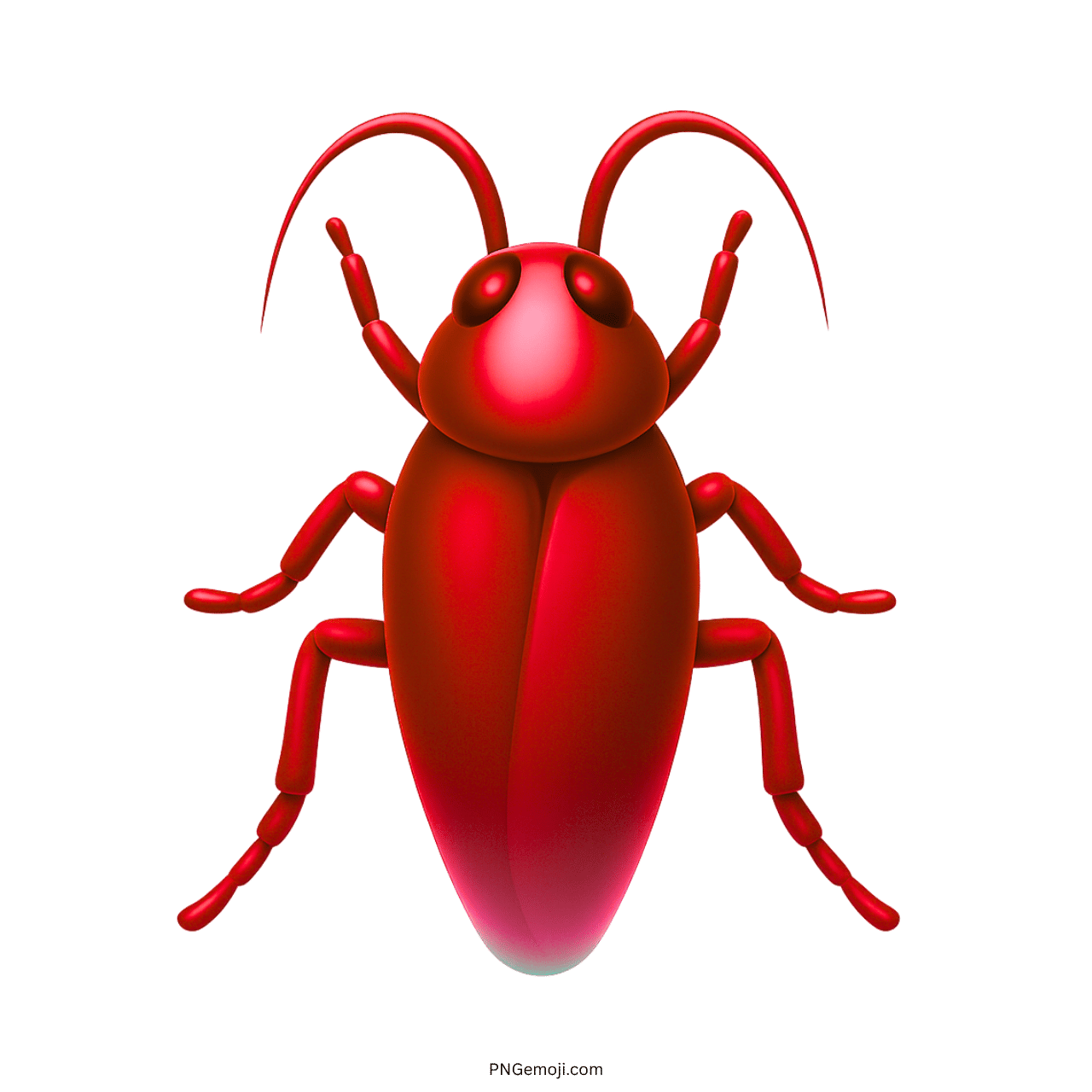 Realistic 3D red cockroach emoji icon with transparent background for design use